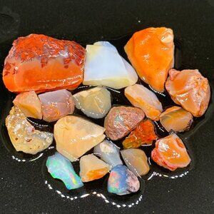 Glowing Rough Jalisco Mexican Fire Opal Parcel Gamble Full Of Cutters
